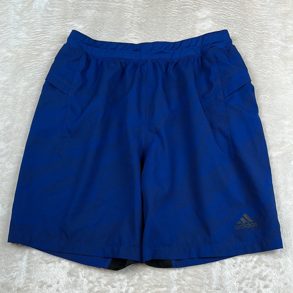 Adidas Blue Athletic Shorts Lightweight Performance Fit
